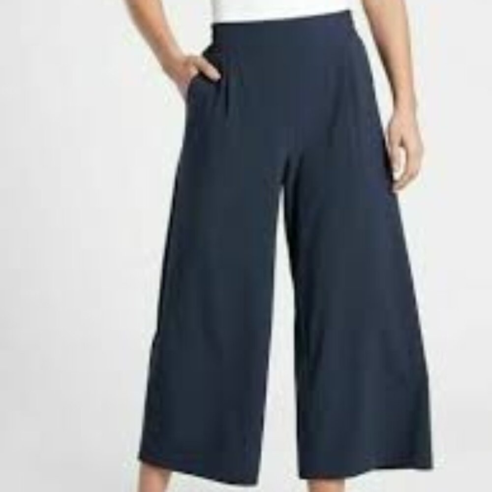 Athleta Brooklyn Wide Leg Crop Pants Size 22 Navy Blue Stretch Loungewear Sporty